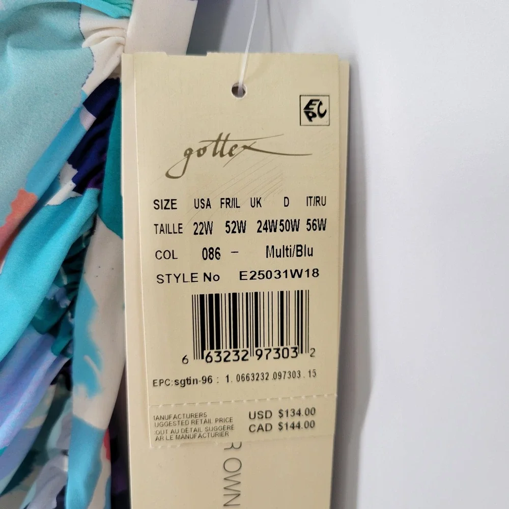 Profile by Gottex Holi Abstract Floral Print Criss Cross Tankini Swim Top 22W - Picture 7 of 8